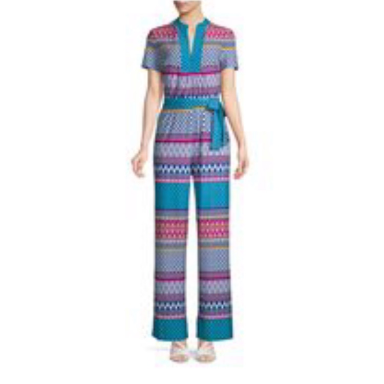 Trina Turk Mixed Print Short Sleeve Jumpsuit
